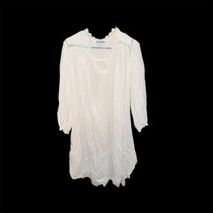 Vintage Priamo 100% Cotton Gown Large Thin Puff Sleeve Renaissance Cottage